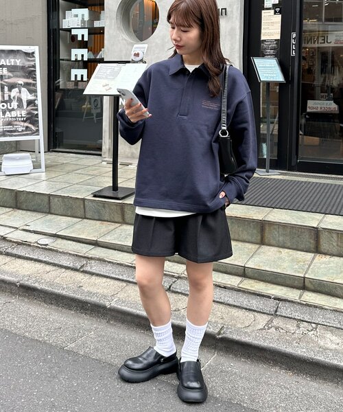 セール】【ユニセックス】ワンポイント刺繍スウェットポロ（スウェット