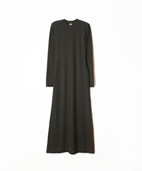 SUPER RIB PADDED SHOULDER LACE L/S DRESS スーパーリブパディッド