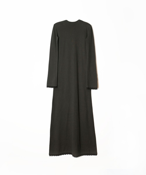 SUPER RIB PADDED SHOULDER LACE L/S DRESS スーパーリブパディッド