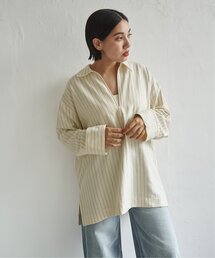 ピーチストライプスキッパーシャツ