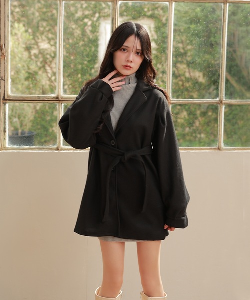 M DOLLY（エムドリー）の「tailored middle nebula coat/テーラードミドルネーブラコート（ステンカラーコート・レディース・ベージュ/ブラック・FREE）」の5枚目の写真