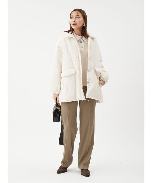 Mila Owen（ミラオーウェン）の「ステンカラーテントシルエットダウンジャケット（ダウンジャケット/コート・レディース・アイボリー/ブラック/ライトブルー・F）」の5枚目の写真