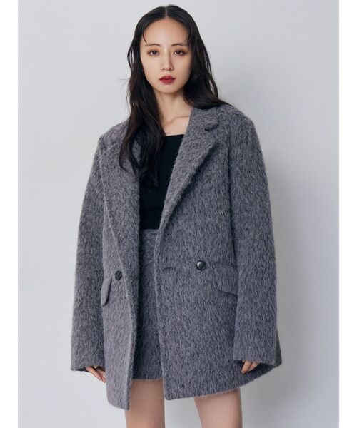 MURUA(ムルーア)の「【セットアップ対応】シャギーテーラードコート(テーラードジャケット・レディース・ブルー/グレー・FREE)」の4枚目の写真