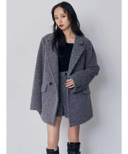 MURUA(ムルーア)の「【セットアップ対応】シャギーテーラードコート(テーラードジャケット・レディース・ブルー/グレー・FREE)」の5枚目の写真