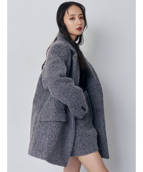 MURUA(ムルーア)の「【セットアップ対応】シャギーテーラードコート(テーラードジャケット・レディース・ブルー/グレー・FREE)」の6枚目の写真