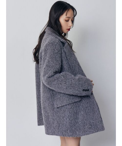 MURUA(ムルーア)の「【セットアップ対応】シャギーテーラードコート(テーラードジャケット・レディース・ブルー/グレー・FREE)」の7枚目の写真