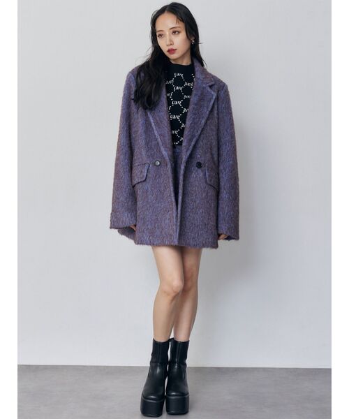 MURUA(ムルーア)の「【セットアップ対応】シャギーテーラードコート(テーラードジャケット・レディース・ブルー/グレー・FREE)」の14枚目の写真