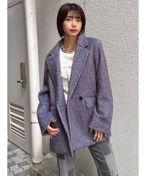 MURUA(ムルーア)の「【セットアップ対応】シャギーテーラードコート(テーラードジャケット・レディース・ブルー/グレー・FREE)」の21枚目の写真