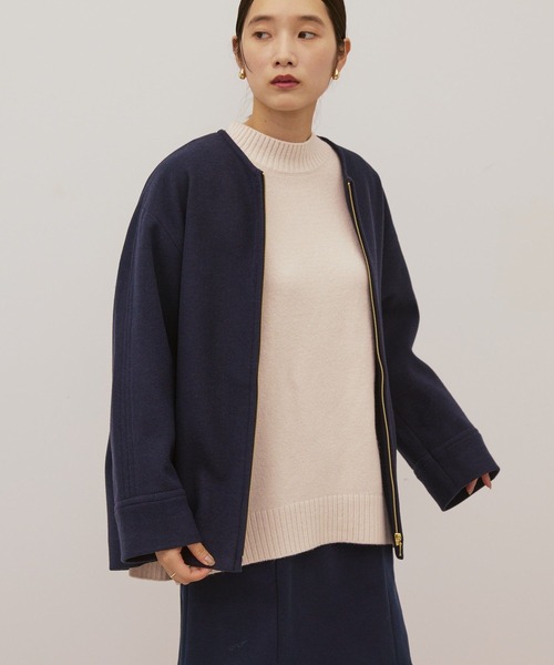 AMERICAN HOLIC（アメリカンホリック）の「【選べる丈】中空FIBERノーカラーコート（その他アウター・レディース・ネイビー/ブラック・M/L）」の8枚目の写真