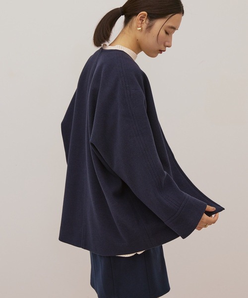 AMERICAN HOLIC（アメリカンホリック）の「【選べる丈】中空FIBERノーカラーコート（その他アウター・レディース・ネイビー/ブラック・M/L）」の6枚目の写真