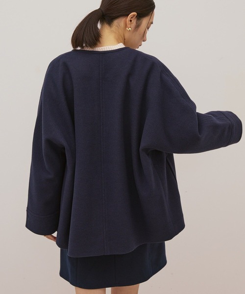 AMERICAN HOLIC（アメリカンホリック）の「【選べる丈】中空FIBERノーカラーコート（その他アウター・レディース・ネイビー/ブラック・M/L）」の7枚目の写真