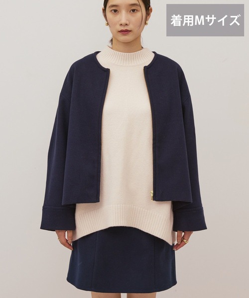 AMERICAN HOLIC（アメリカンホリック）の「【選べる丈】中空FIBERノーカラーコート（その他アウター・レディース・ネイビー/ブラック・M/L）」の9枚目の写真