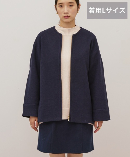 AMERICAN HOLIC（アメリカンホリック）の「【選べる丈】中空FIBERノーカラーコート（その他アウター・レディース・ネイビー/ブラック・M/L）」の12枚目の写真