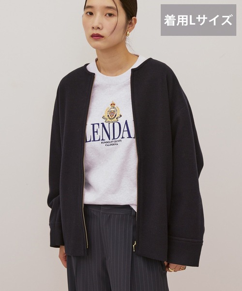 AMERICAN HOLIC（アメリカンホリック）の「【選べる丈】中空FIBERノーカラーコート（その他アウター・レディース・ネイビー/ブラック・M/L）」の4枚目の写真