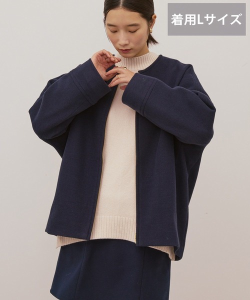 AMERICAN HOLIC（アメリカンホリック）の「【選べる丈】中空FIBERノーカラーコート（その他アウター・レディース・ネイビー/ブラック・M/L）」の11枚目の写真