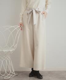 【上品華やか・通勤】ラメツイード ワイドパンツ