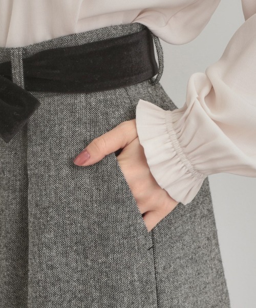 couture brooch（クチュールブローチ）の「【上品華やか・通勤】ラメツイード ワイドパンツ（その他パンツ・レディース・ブラウン系その他/ブラック/オフホワイト・40/42/36/38）」の7枚目の写真