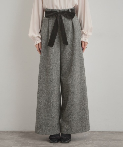 couture brooch（クチュールブローチ）の「【上品華やか・通勤】ラメツイード ワイドパンツ（その他パンツ・レディース・ブラウン系その他/ブラック/オフホワイト・40/42/36/38）」の9枚目の写真