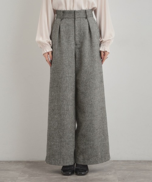 couture brooch（クチュールブローチ）の「【上品華やか・通勤】ラメツイード ワイドパンツ（その他パンツ・レディース・ブラウン系その他/ブラック/オフホワイト・40/42/36/38）」の12枚目の写真