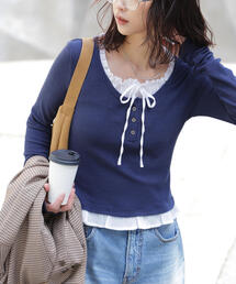 FREE'S MART | ◇レイヤード風フリルリボンカットソー(Tシャツ/カットソー)