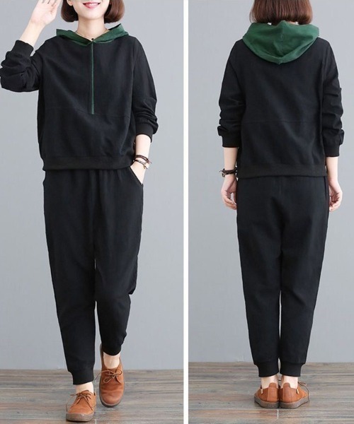 SallyLunn(サリーラン)の「トレーニング上下セットウェア(セットアップ・レディース・グレー/ブラック・L/M)」の3枚目の写真