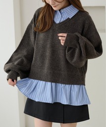 apres jour clair(アプレジュールクレア)の【apres jour clair】襟付きドッキングニット【ZOZOTOWN限定アイテム】(ニット/セーター)