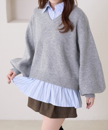 ニット/セーター（グレー/灰色系・ストライプ柄）ファッション通販