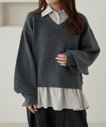 【apres jour clair】襟付きドッキングニット【ZOZOTOWN限定アイテム】