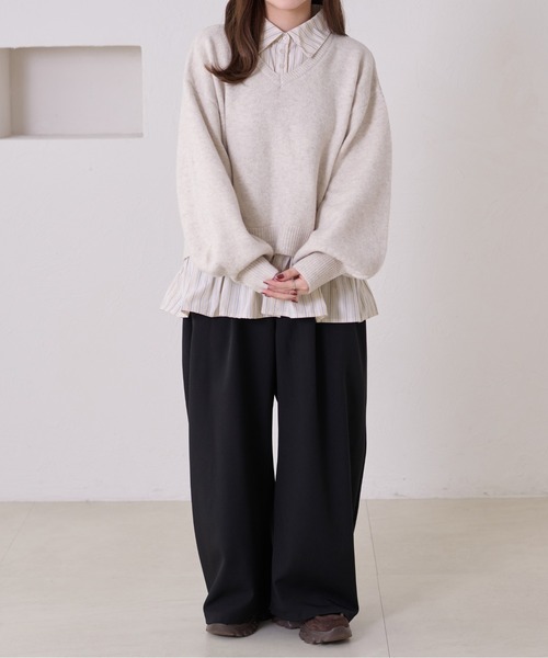 apres jour clair】襟付きドッキングニット【ZOZOTOWN限定アイテム