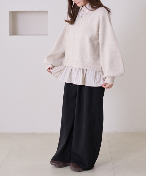 apres jour clair(アプレジュールクレア)の「【apres jour clair】襟付きドッキングニット【ZOZOTOWN限定アイテム】(ニット/セーター・レディース・ベージュ/チャコールグレー/ブラウン系その他/アイボリー/グレー/ネイビー/ピンク・X-LARGE/フリー)」の13枚目の写真