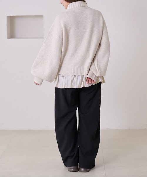 apres jour clair(アプレジュールクレア)の「【apres jour clair】襟付きドッキングニット【ZOZOTOWN限定アイテム】(ニット/セーター・レディース・ベージュ/チャコールグレー/ブラウン系その他/アイボリー/グレー/ネイビー/ピンク・X-LARGE/フリー)」の12枚目の写真