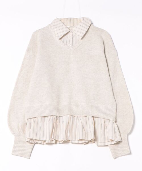 apres jour clair(アプレジュールクレア)の「【apres jour clair】襟付きドッキングニット【ZOZOTOWN限定アイテム】(ニット/セーター・レディース・ベージュ/チャコールグレー/ブラウン系その他/アイボリー/グレー/ネイビー/ピンク・X-LARGE/フリー)」の8枚目の写真