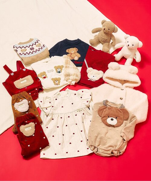 apres les cours（アプレレクール）の「tiny bear 袖ボアチェックトレーナー（スウェット・キッズ・アイボリー・110/100/90/80/120）」の5枚目の写真