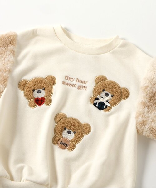 apres les cours（アプレレクール）の「tiny bear 袖ボアチェックトレーナー（スウェット・キッズ・アイボリー・110/100/90/80/120）」の9枚目の写真
