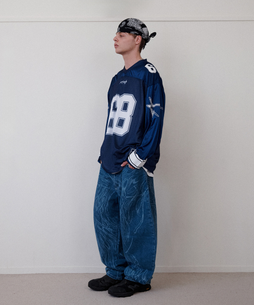 Retriever Club（レトリーバークラブ）の「68 LONG FOOTBALL JERSEY [NAVY]（Tシャツ/カットソー・レディース・その他・SMALL/MEDIUM/LARGE）」の13枚目の写真