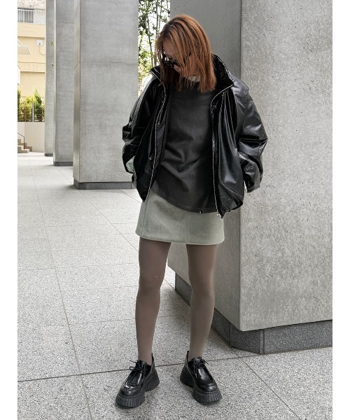 ELCHELE(エルチェレ)の「PADDED BOMBER JACKET(ブルゾン・レディース・ダークブラウン系1/ブラック・FREE)」の14枚目の写真