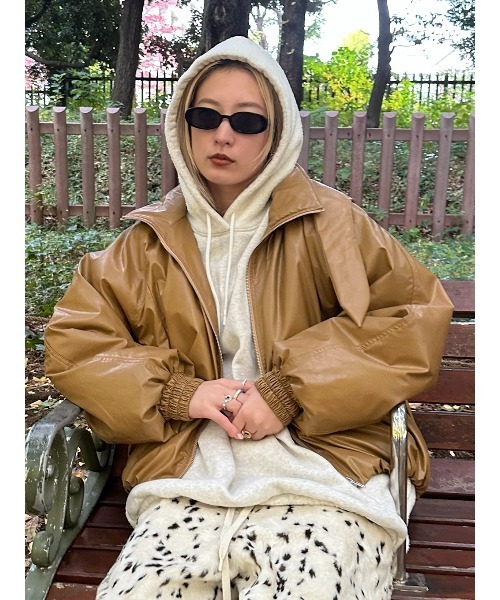 ELCHELE(エルチェレ)の「PADDED BOMBER JACKET(ブルゾン・レディース・ダークブラウン系1/ブラック・FREE)」の15枚目の写真