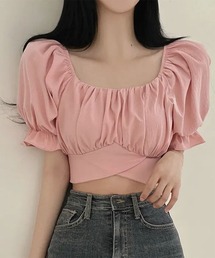 【Mayree】ワッシャー オフショルダー バルーン 半袖 ブラウス