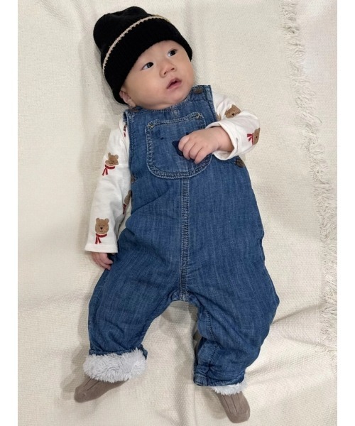 GAP(ギャップ)の「あったか裏地 デニム くまさんポケット オーバーオール (ベビー)(サロペット/オーバーオール・キッズ・インディゴブルー・60cm/80cm/70cm/90cm)」の5枚目の写真