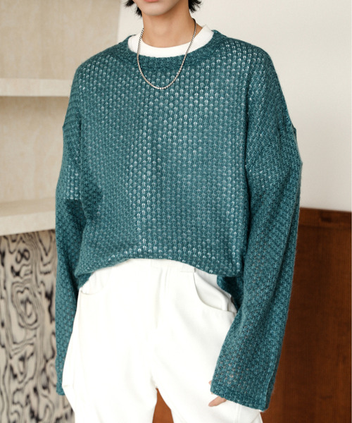 neos(ネオス)の「【neos】ルーズシルエット 甘編み クルーネック ニット セーター(ニット/セーター・メンズ・ブラウン/テラコッタ/グリーン/アイボリー/ブラック・MEDIUM/LARGE)」の5枚目の写真