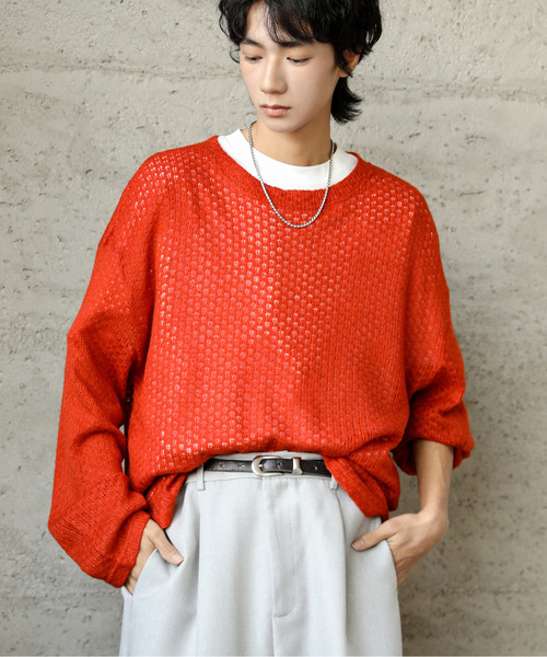 neos(ネオス)の「【neos】ルーズシルエット 甘編み クルーネック ニット セーター(ニット/セーター・メンズ・ブラウン/テラコッタ/グリーン/アイボリー/ブラック・MEDIUM/LARGE)」の4枚目の写真