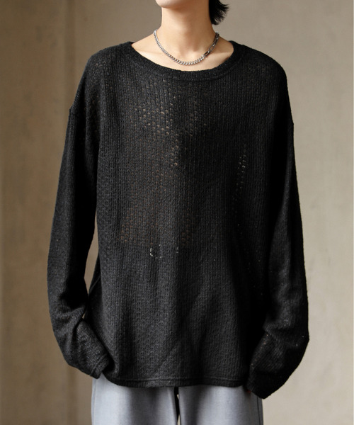 neos(ネオス)の「【neos】ルーズシルエット 甘編み クルーネック ニット セーター(ニット/セーター・メンズ・ブラウン/テラコッタ/グリーン/アイボリー/ブラック・MEDIUM/LARGE)」の2枚目の写真