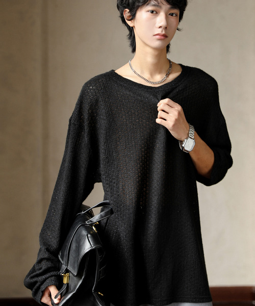 neos(ネオス)の「【neos】ルーズシルエット 甘編み クルーネック ニット セーター(ニット/セーター・メンズ・ブラウン/テラコッタ/グリーン/アイボリー/ブラック・MEDIUM/LARGE)」の11枚目の写真