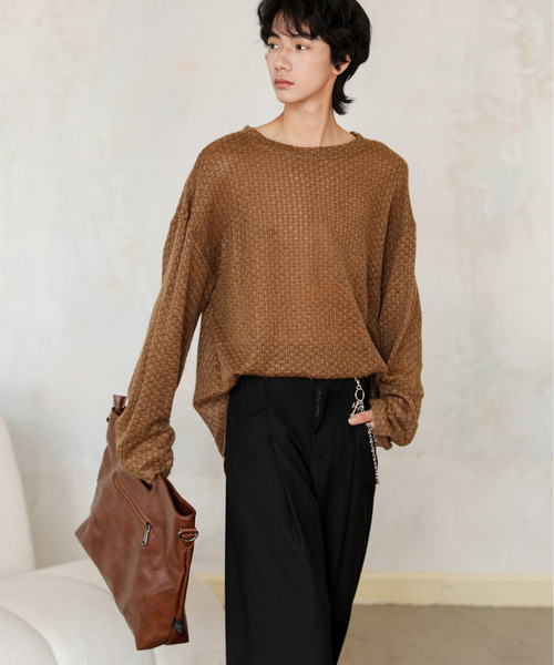 neos(ネオス)の「【neos】ルーズシルエット 甘編み クルーネック ニット セーター(ニット/セーター・メンズ・ブラウン/テラコッタ/グリーン/アイボリー/ブラック・MEDIUM/LARGE)」の19枚目の写真