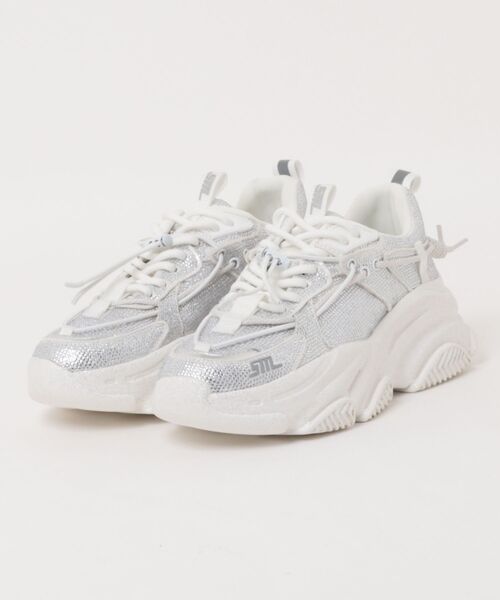 STEVE MADDEN(スティーブマデン)の「ボリュームソール ラインストーンスニーカー/S.MADDEN VAULT-2R-VA(スニーカー・レディース・ホワイト/ブラック・22.5cm/23.0cm/23.5cm/23.5-24/24.0cm/24.5cm)」の2枚目の写真