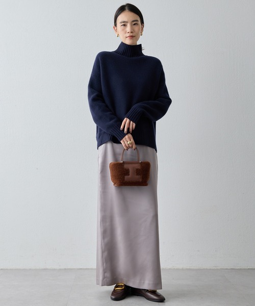 Drawing Numbers(ドローイング ナンバーズ)の「【Drawing Numbers】接結ルーズタートルニット(ニット/セーター・レディース・ネイビー/ライトベージュ/サックスブルー・38)」の13枚目の写真