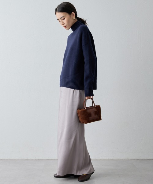 Drawing Numbers(ドローイング ナンバーズ)の「【Drawing Numbers】接結ルーズタートルニット(ニット/セーター・レディース・ネイビー/ライトベージュ/サックスブルー・38)」の7枚目の写真