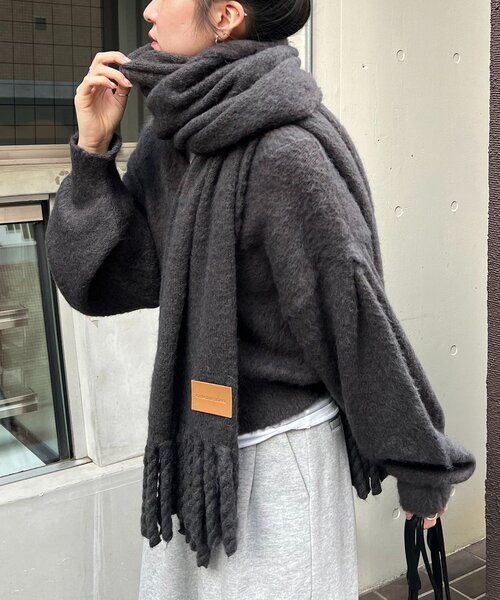 CAPRICIEUX LE'MAGE（カプリシューレマージュ）の「【前後2WAY】モヘア起毛パフカーディガン（カーディガン/ボレロ・レディース・チャコールグレー/ピンク/モカ・FREE）」の6枚目の写真