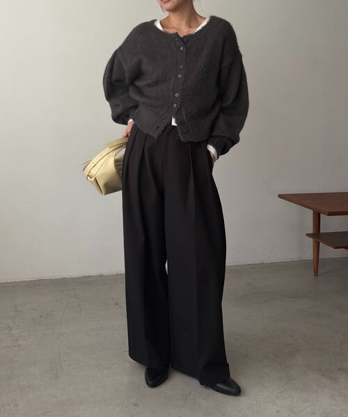 CAPRICIEUX LE'MAGE（カプリシューレマージュ）の「【前後2WAY】モヘア起毛パフカーディガン（カーディガン/ボレロ・レディース・チャコールグレー/ピンク/モカ・FREE）」の9枚目の写真