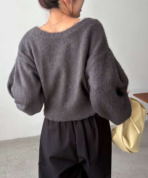 CAPRICIEUX LE'MAGE（カプリシューレマージュ）の「【前後2WAY】モヘア起毛パフカーディガン（カーディガン/ボレロ・レディース・チャコールグレー/ピンク/モカ・FREE）」の12枚目の写真